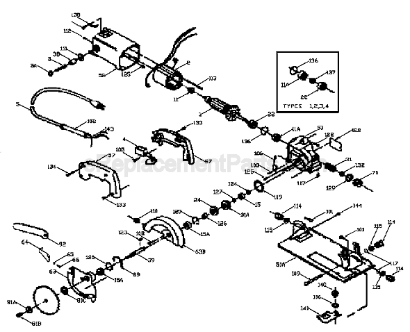 Page A Diagram and Parts List for 314 Type 4 Porter Cable Circular Saw